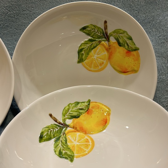Set of 4 Heavy Melamine Lemon Cereal / Soup Bowls - Picture 3 of 5